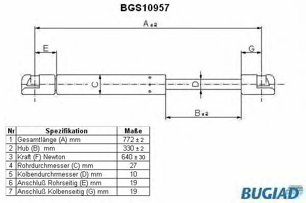 Bugiad BGS10957 Gas Spring, boot-/cargo area BGS10957