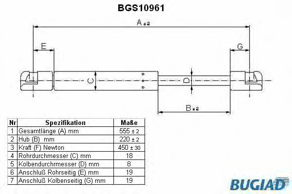 Bugiad BGS10961 Gas Spring, boot-/cargo area BGS10961