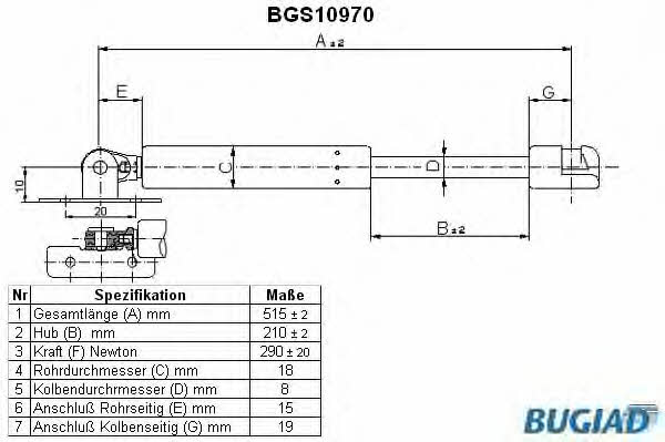 Bugiad BGS10970 Gas hood spring BGS10970