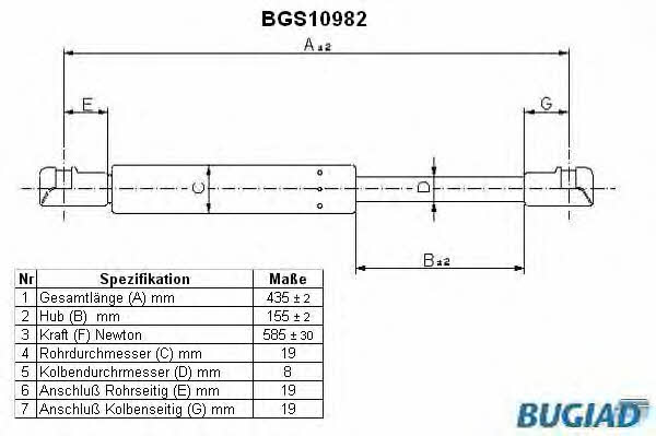 Bugiad BGS10982 Gas Spring, boot-/cargo area BGS10982