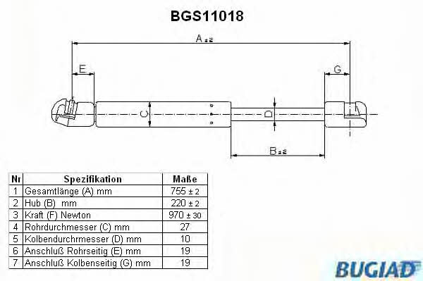 Bugiad BGS11018 Gas Spring, boot-/cargo area BGS11018