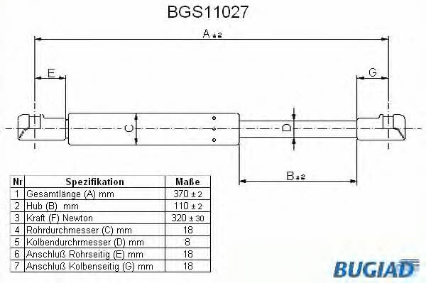 Bugiad BGS11027 Gas Spring, boot-/cargo area BGS11027