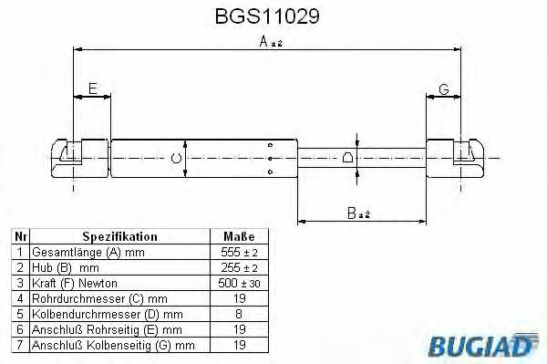 Bugiad BGS11029 Gas Spring, boot-/cargo area BGS11029