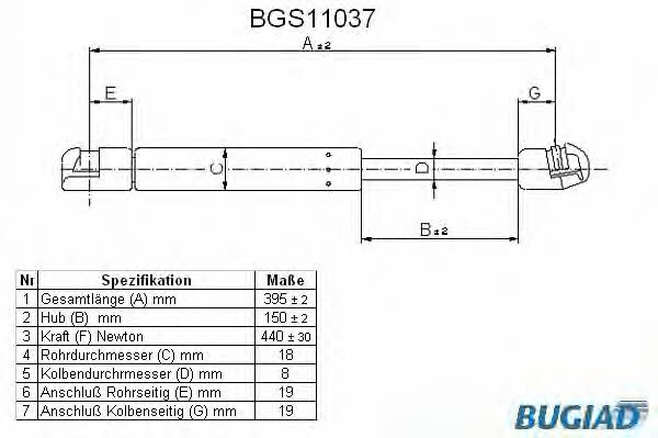 Bugiad BGS11037 Gas hood spring BGS11037
