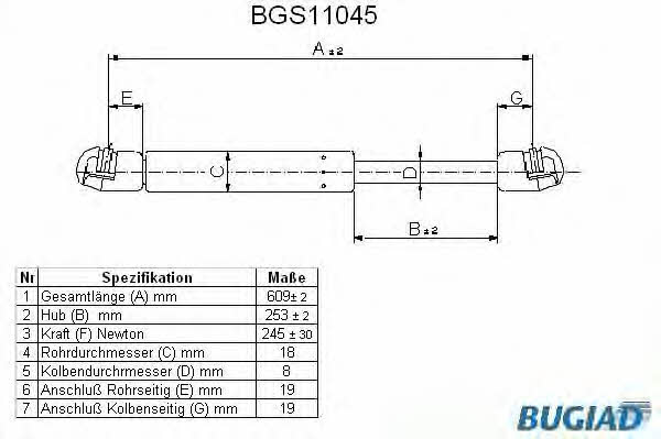 Bugiad BGS11045 Gas Spring, boot-/cargo area BGS11045