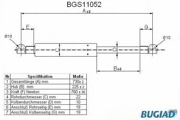 Bugiad BGS11052 Gas Spring, boot-/cargo area BGS11052