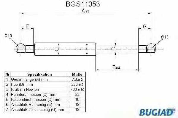 Bugiad BGS11053 Gas Spring, boot-/cargo area BGS11053