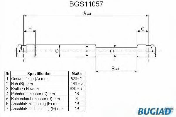 Bugiad BGS11057 Gas Spring, boot-/cargo area BGS11057