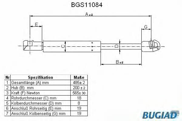 Bugiad BGS11084 Gas Spring, boot-/cargo area BGS11084