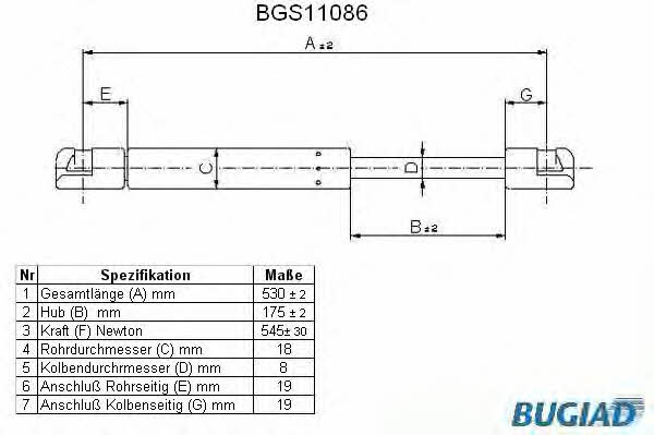 Bugiad BGS11086 Gas Spring, boot-/cargo area BGS11086