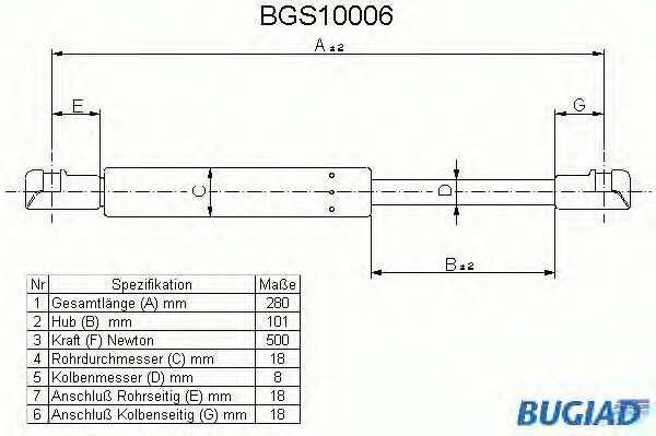 Bugiad BGS10006 Gas hood spring BGS10006