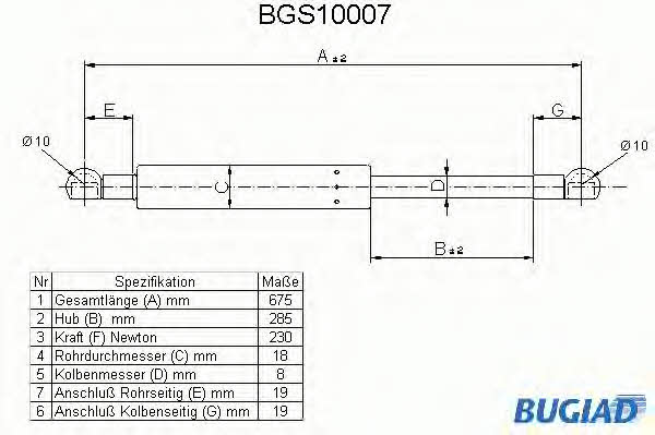 Bugiad BGS10007 Gas hood spring BGS10007