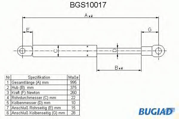 Bugiad BGS10017 Gas Spring, boot-/cargo area BGS10017