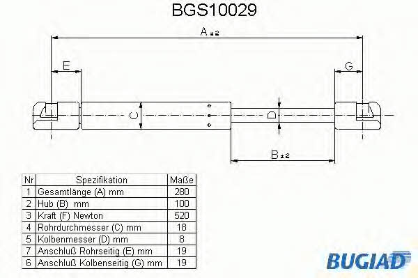 Bugiad BGS10029 Gas Spring, boot-/cargo area BGS10029