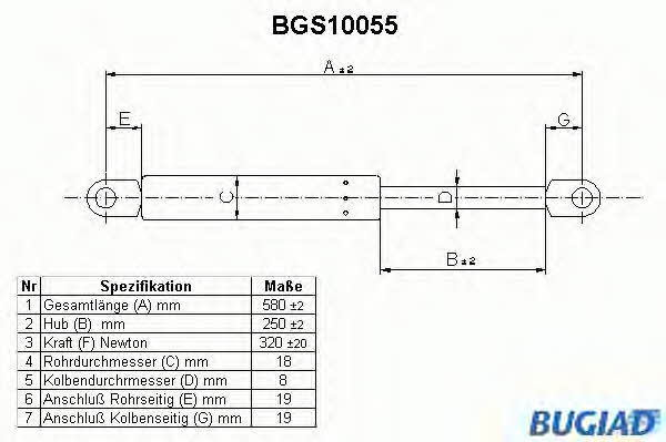 Bugiad BGS10055 Gas Spring, boot-/cargo area BGS10055