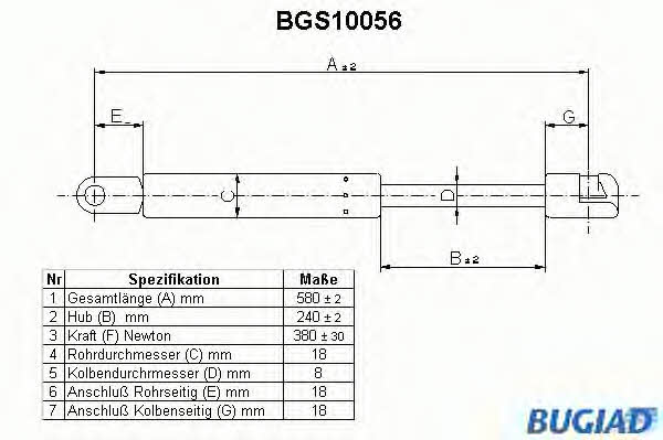 Bugiad BGS10056 Gas Spring, boot-/cargo area BGS10056