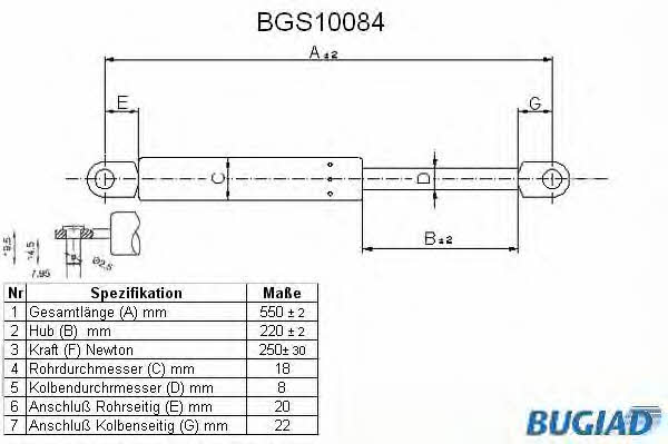 Bugiad BGS10084 Gas Spring, boot-/cargo area BGS10084