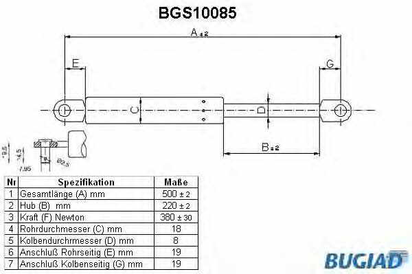 Bugiad BGS10085 Gas Spring, boot-/cargo area BGS10085