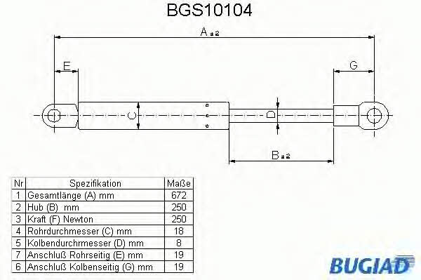 Bugiad BGS10104 Gas hood spring BGS10104