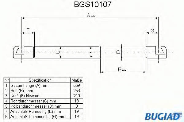 Bugiad BGS10107 Gas Spring, boot-/cargo area BGS10107