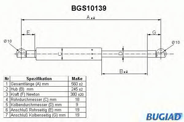 Bugiad BGS10139 Gas Spring, boot-/cargo area BGS10139