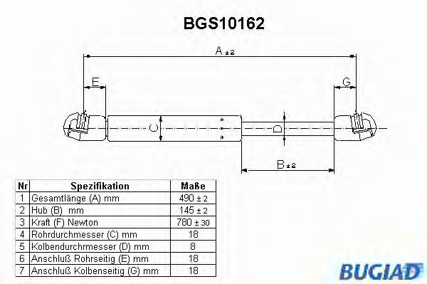 Bugiad BGS10162 Gas Spring, boot-/cargo area BGS10162