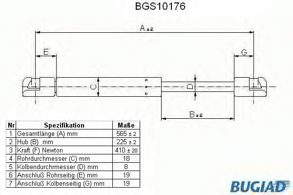 Bugiad BGS10176 Gas Spring, boot-/cargo area BGS10176