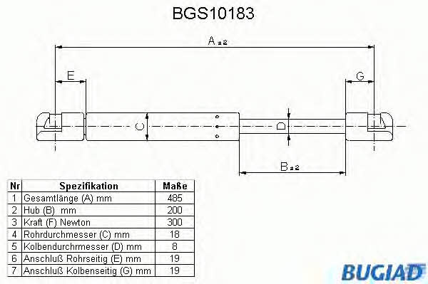 Bugiad BGS10183 Gas Spring, boot-/cargo area BGS10183