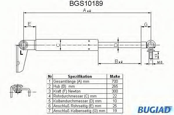 Bugiad BGS10189 Gas Spring, boot-/cargo area BGS10189