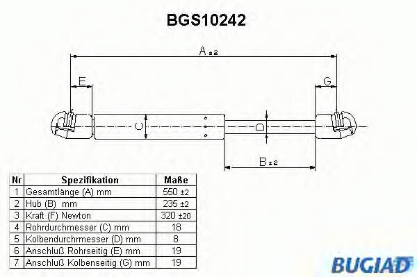 Bugiad BGS10242 Gas Spring, boot-/cargo area BGS10242