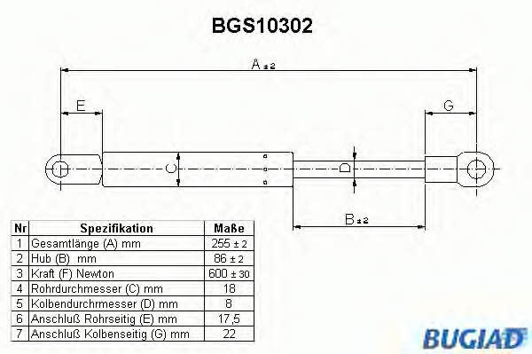 Bugiad BGS10302 Gas Spring, boot-/cargo area BGS10302