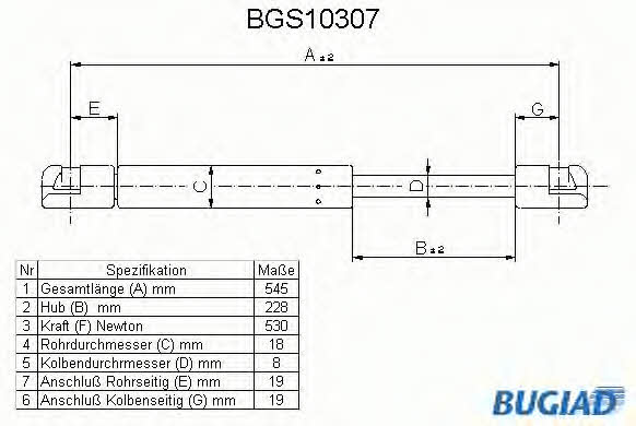 Bugiad BGS10307 Gas Spring, boot-/cargo area BGS10307