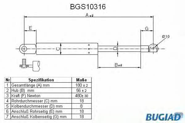 Bugiad BGS10316 Gas Spring, boot-/cargo area BGS10316