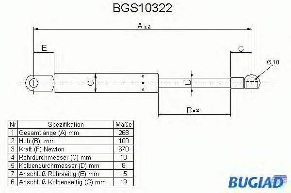 Bugiad BGS10322 Gas hood spring BGS10322