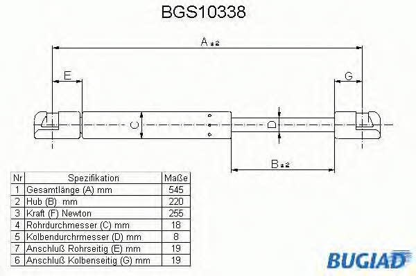 Bugiad BGS10338 Gas hood spring BGS10338