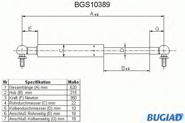 Bugiad BGS10389 Gas Spring, boot-/cargo area BGS10389