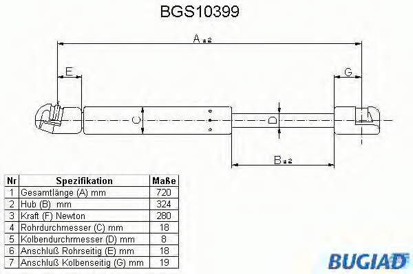 Bugiad BGS10399 Gas hood spring BGS10399