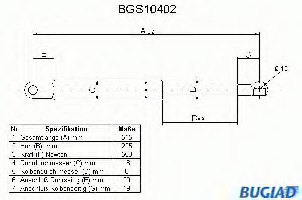 Bugiad BGS10402 Gas Spring, boot-/cargo area BGS10402