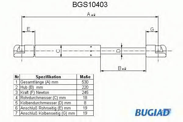 Bugiad BGS10403 Gas Spring, boot-/cargo area BGS10403