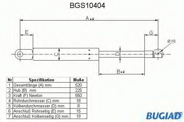 Bugiad BGS10404 Gas Spring, boot-/cargo area BGS10404