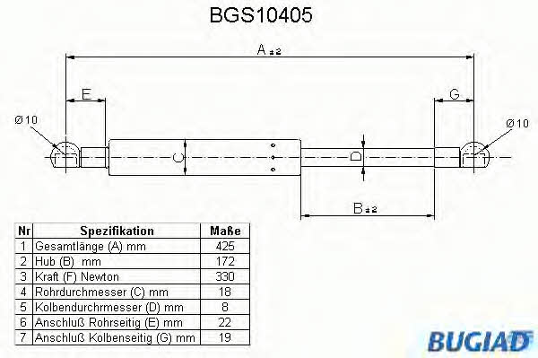 Bugiad BGS10405 Gas Spring, boot-/cargo area BGS10405