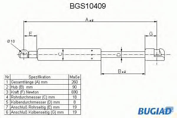 Bugiad BGS10409 Gas Spring, boot-/cargo area BGS10409