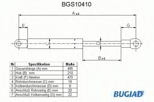 Bugiad BGS10410 Gas Spring, boot-/cargo area BGS10410