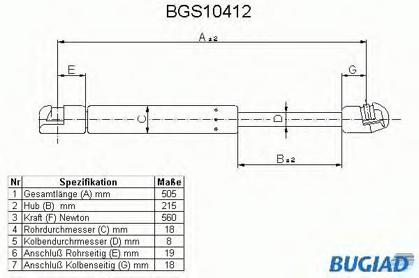 Bugiad BGS10412 Gas Spring, boot-/cargo area BGS10412