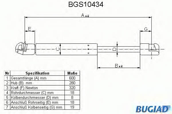 Bugiad BGS10434 Gas Spring, boot-/cargo area BGS10434