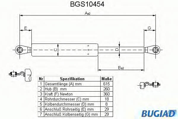 Bugiad BGS10454 Gas Spring, boot-/cargo area BGS10454