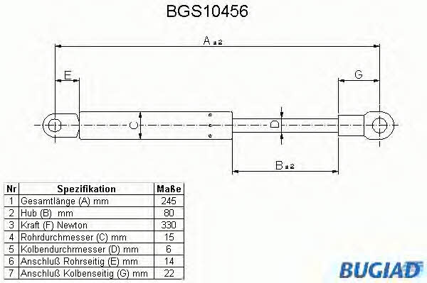 Bugiad BGS10456 Gas Spring, boot-/cargo area BGS10456