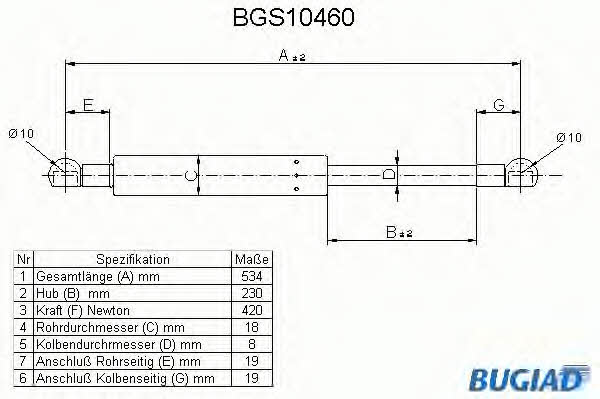 Bugiad BGS10460 Gas Spring, boot-/cargo area BGS10460