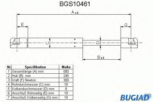 Bugiad BGS10461 Gas Spring, boot-/cargo area BGS10461
