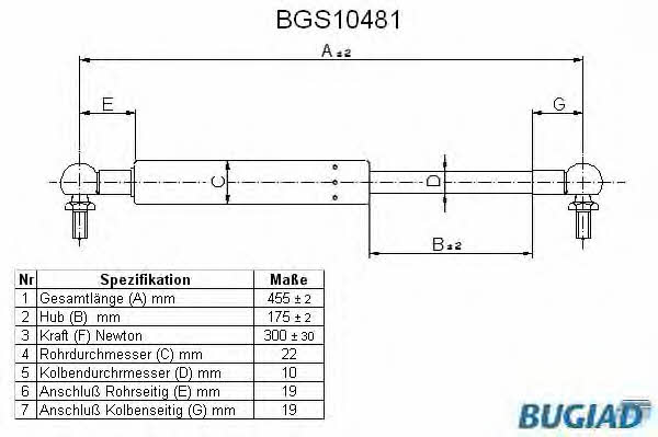 Bugiad BGS10481 Gas Spring, boot-/cargo area BGS10481
